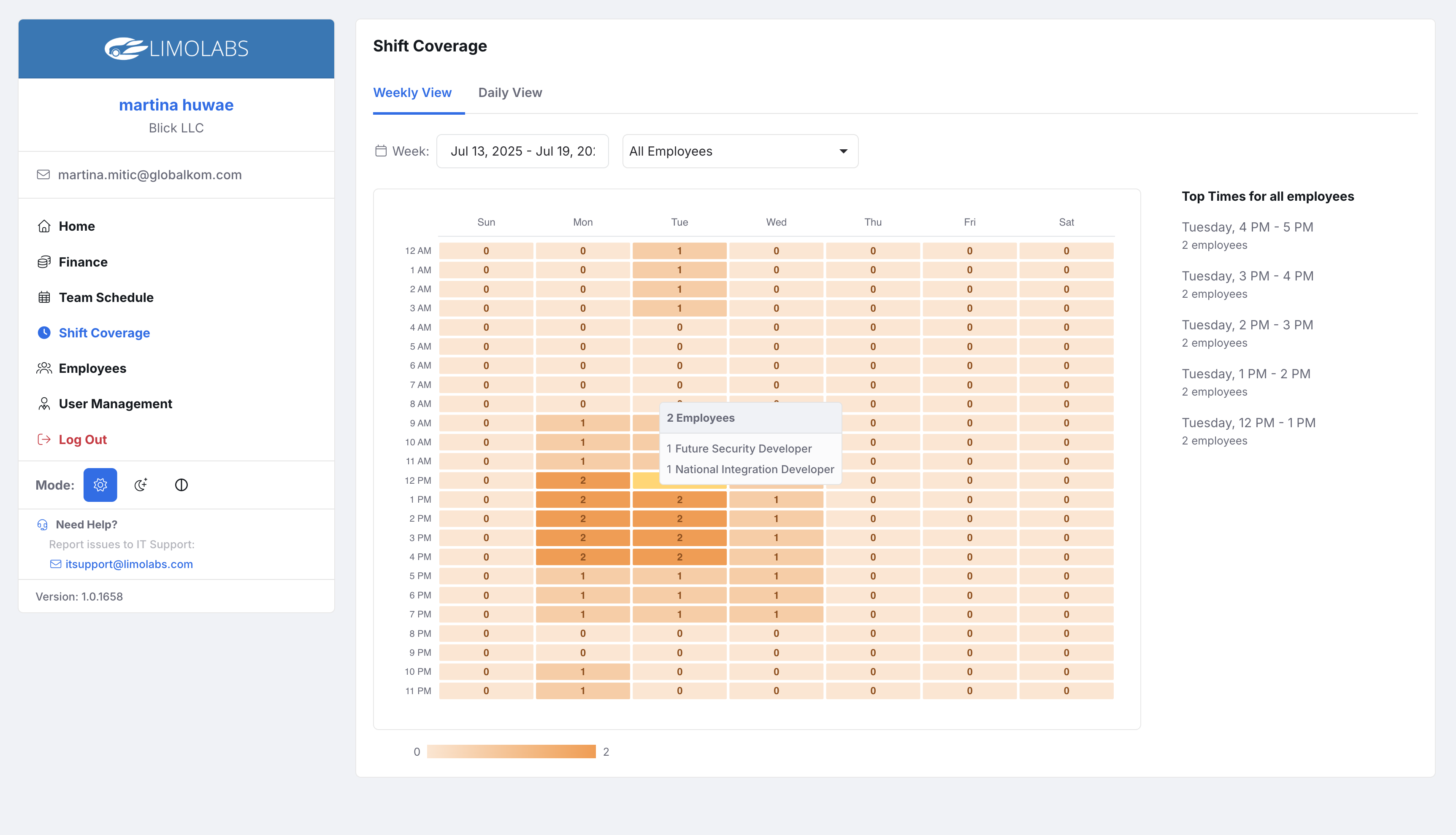Shift Coverage Interface